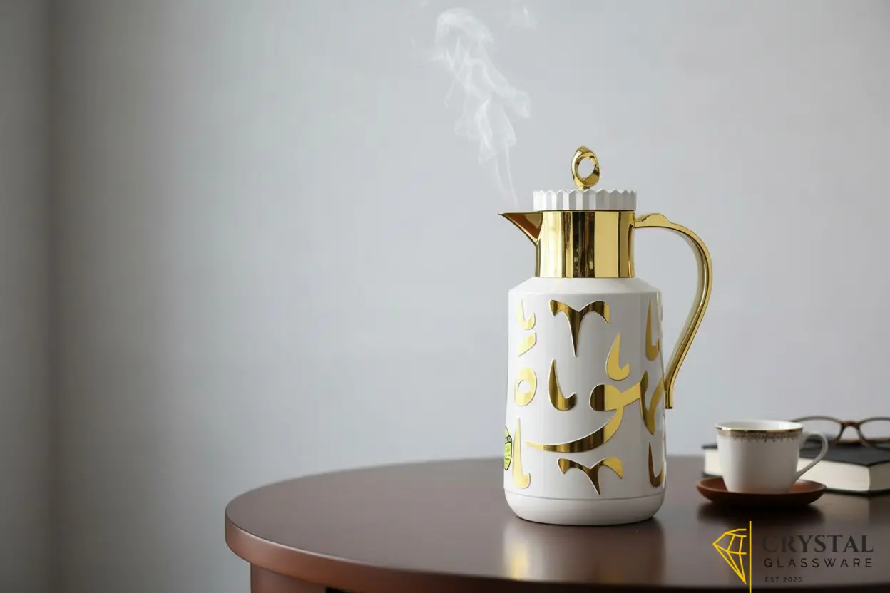 Elegant gold Arabic calligraphy vacuum insulated flask